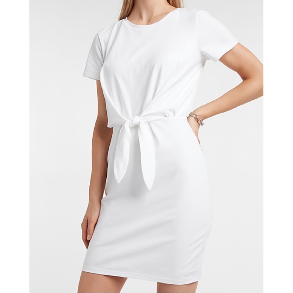 Tie Waist Cotton Knit Dress